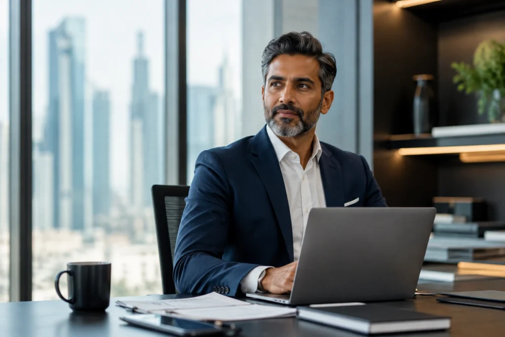 Virscend University Online Programs in Qatar-Senior business executive representing the Virscend University Executive DBA program
