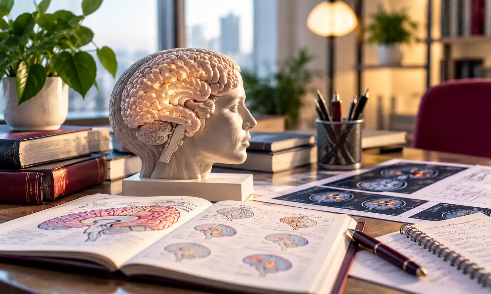 Anatomical brain model representing biological and cognitive psychology.