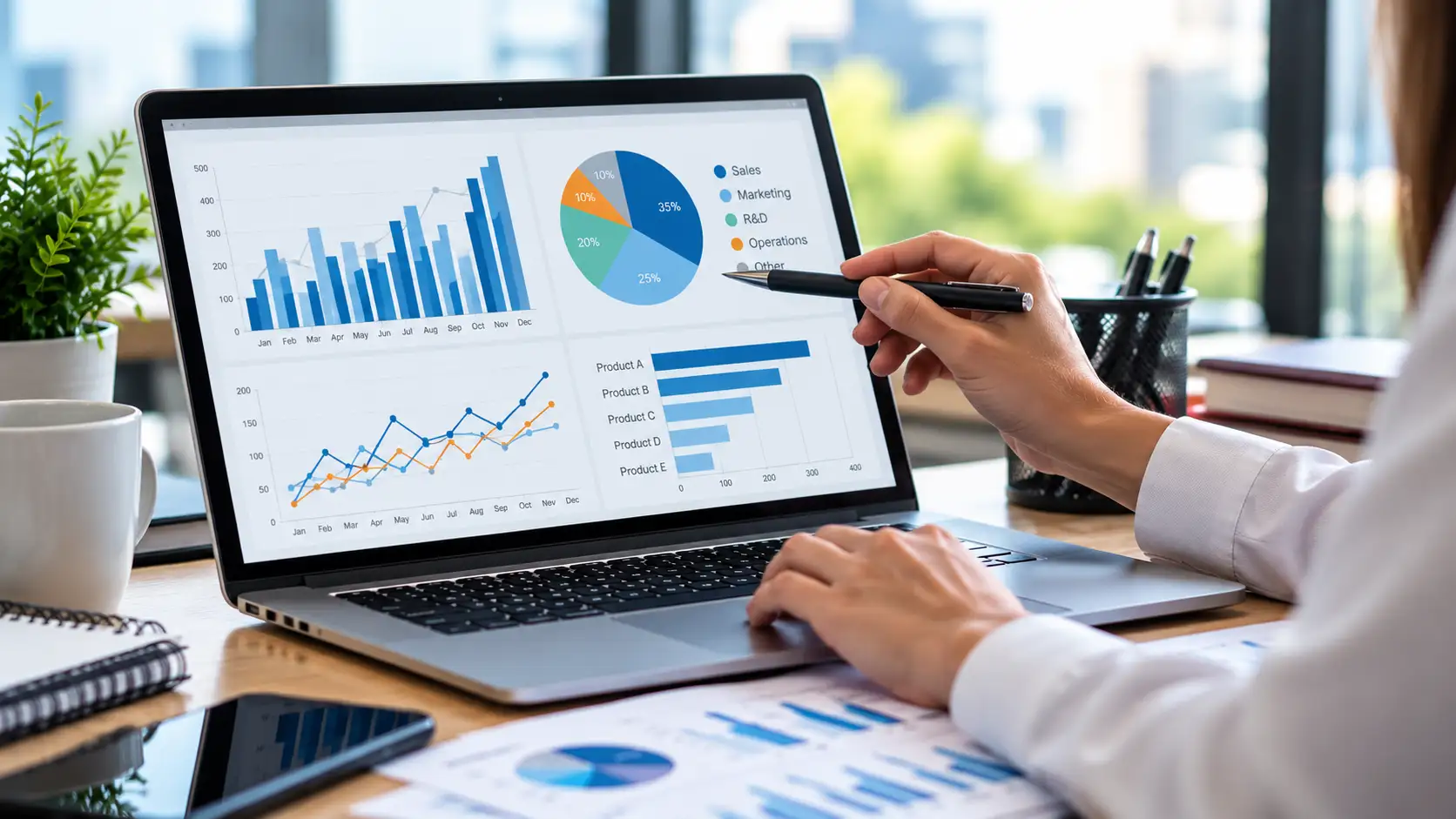 Business data visualisation and statistical reports