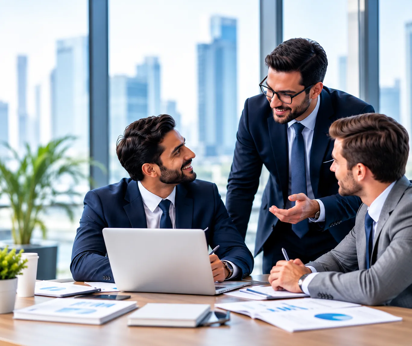 Business management professionals working together in an office